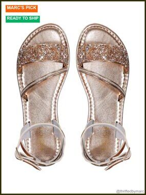 Sparkly Rhinestone Flat Sandals - Party Club Wear Open Toe Wedding Shoes